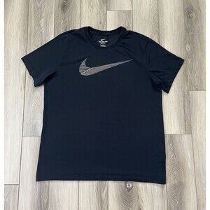 Nike Dri-Fit Swoosh Logo “The Nike Tee” Black Short Sleeve Shirt Mens Sz Large